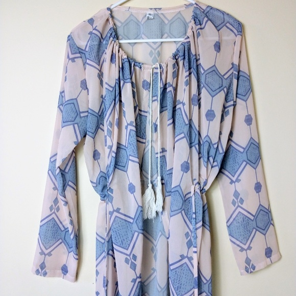 Geometric Print Kimono/Cover Up Blouse Size XL - Picture 5 of 7